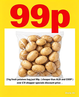 2kg Fresh Potatoes 99p